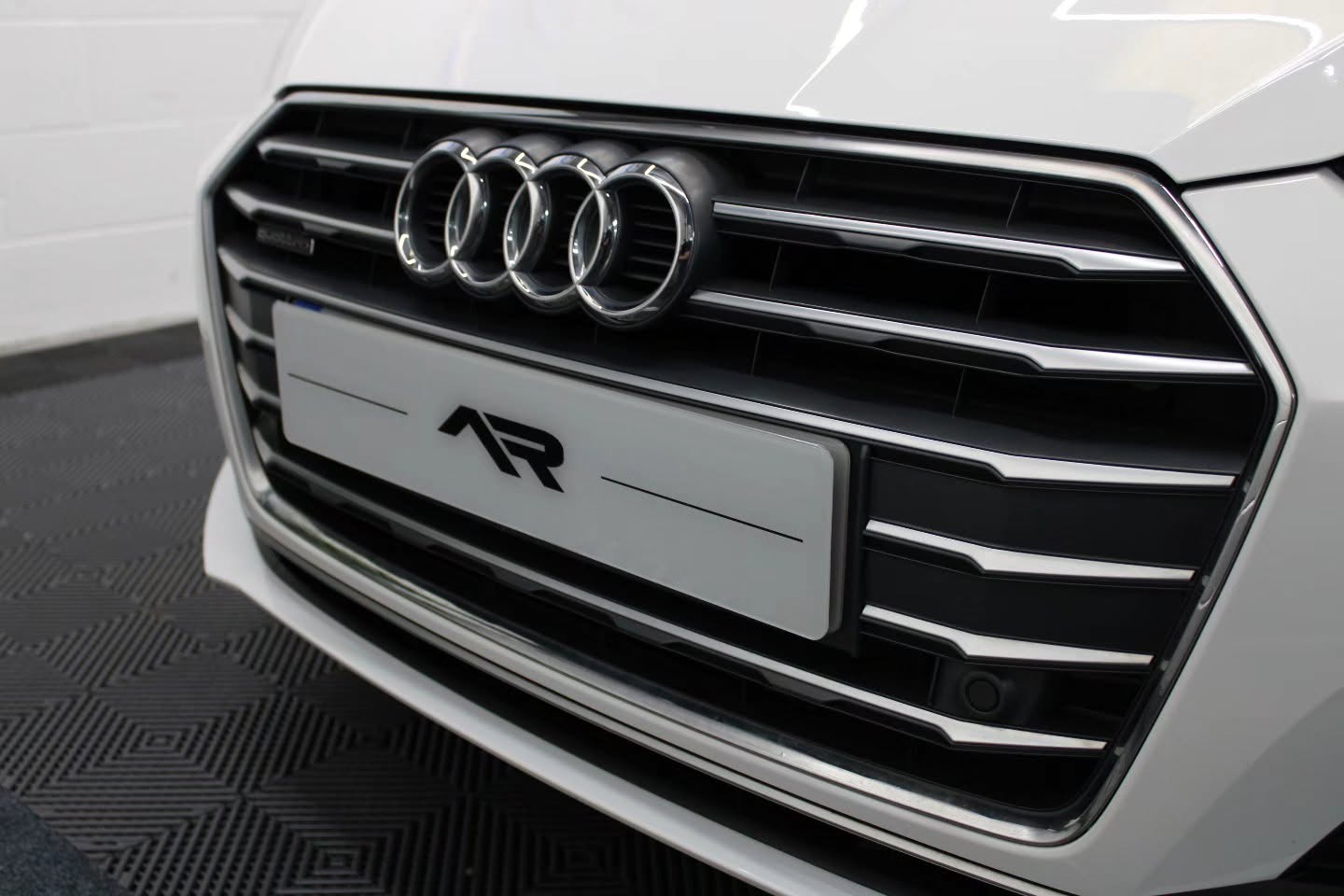 Close up Audi grille after decontamination